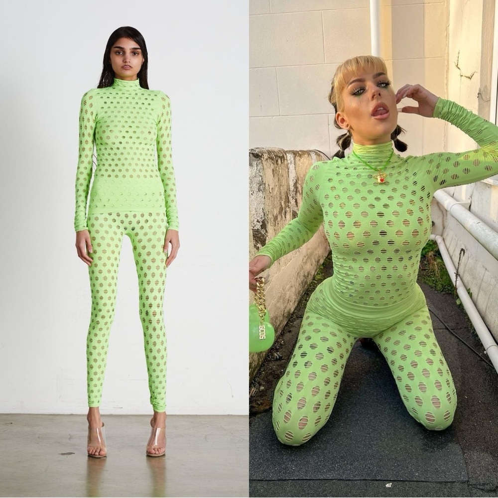 MAISIE WILEN PERFORATED STRETCH SET in Wasabi​​